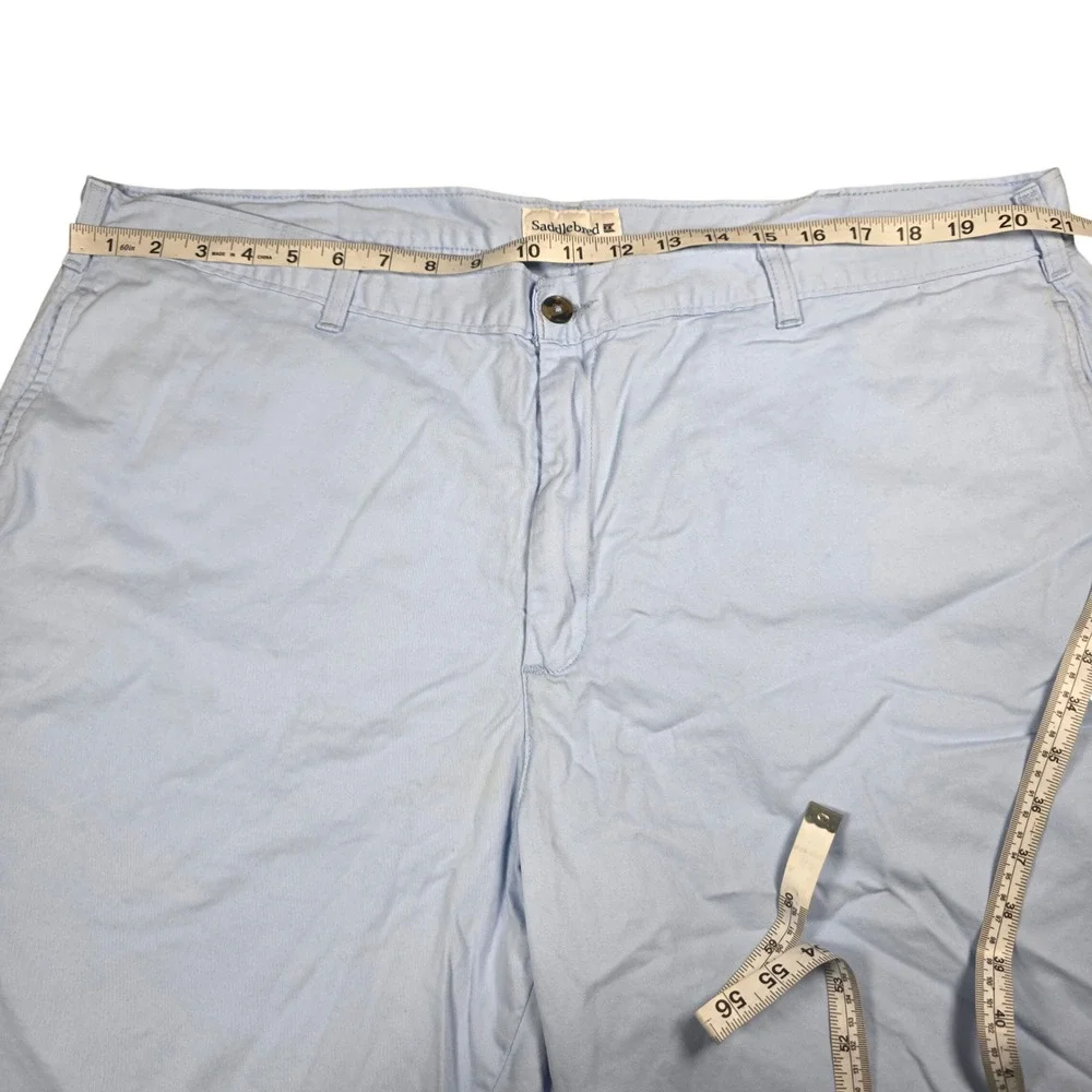 Saddlebred Mens Light Blue Flat Front Chino Shorts Stretch Cotton Twill Size 44W